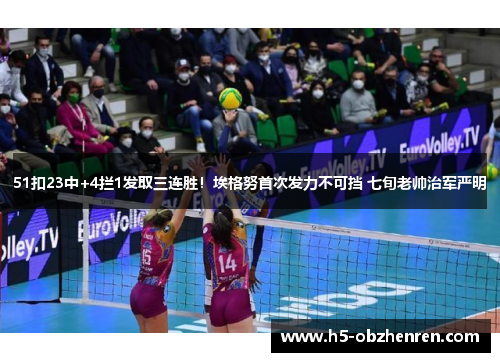 51扣23中+4拦1发取三连胜！埃格努首次发力不可挡 七旬老帅治军严明